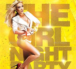 周末女性派对传单模板：Flyer The Girl Night Party Saturday